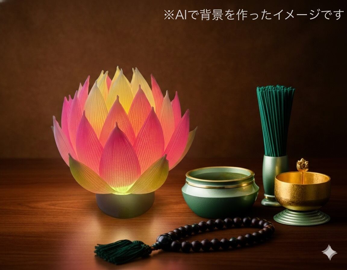 星蓮 -セレン- ピンク おふたつ 蓮の花 ランプ 韓国 仏壇 神前 灯籠