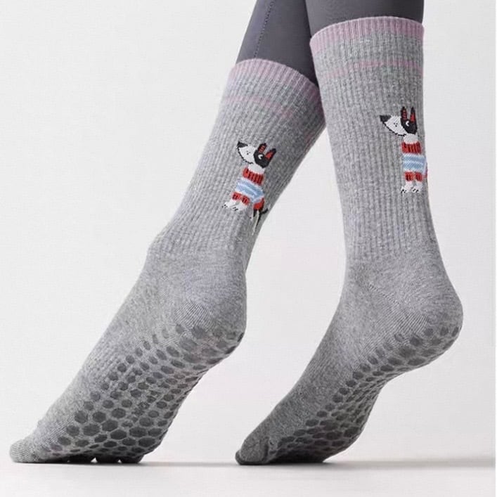 犬柄 リブ編み クルー丈 ソックス 2足セット 9パターン 00076