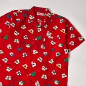 80s 90s MIKI HOUSE MENS シャツデザイン ミキハウス 開襟 半袖シャツ L/レッド メンズ ビンテージ