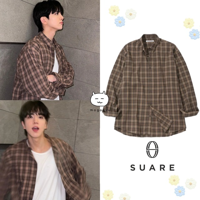5/27予約発送！★THE BOYZ ヨンフン 着用！！【SUARE】STPID CHECK SHIRT BROWN