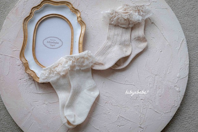 【即納】<Hibyebebe>  Milka lace socks 2piece set