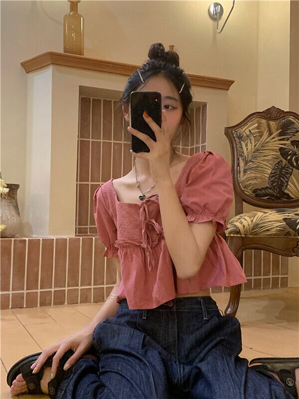 ルーズシャツ サマーショートカジュアル 大人ガーリー スウィート キュート 夏物 モンロー39449569437