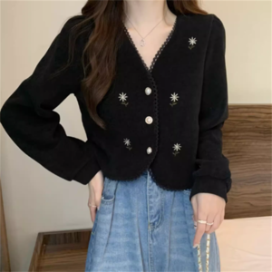 【送料無料】 トップス 2色 ブラウス 袖あり 長袖 Vネック Aライン フレア レース 刺繍 ボタン かわいい 大人可愛い 大人女子 こなれ感 シンプル カジュアル 大人 おしゃれ お洒落 ラフ コンサバ フェミニン 花柄 小花柄 秋 30代 40代 レディース 女性用 ママ お出かけ お茶会 女子会 休日 授業参観 着回し プチプライス カラバリ デイリーユース 普段使い オルチャン 韓国 ファッション コーデ 定番アイテム 着痩せ   ブラック ベージュ モノトーン 秋カラー ニュアンスカラー