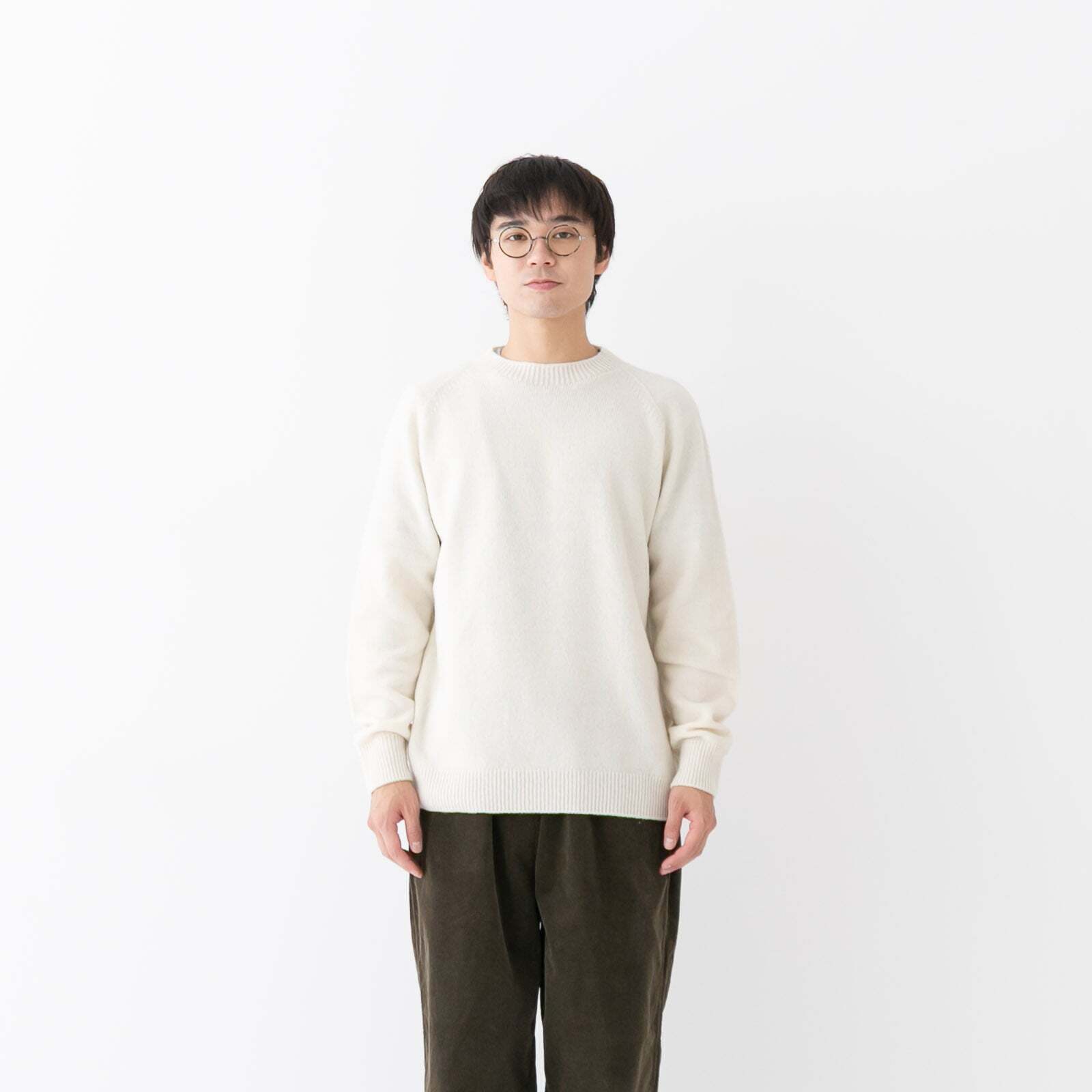 リネン RINEN 2/15ウール天竺編み(ホールガーメント) クルーネック(R17681)全5色