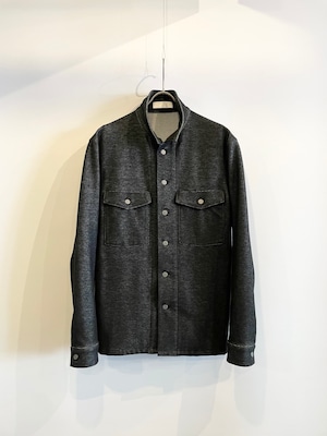 T/f Lv4 knit denim fatigue shirts blouson - combined black