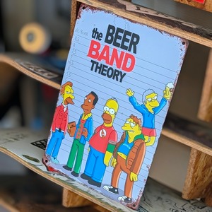 送料無料！ちょうどいいブリキ看板【 The Simpsons （ シンプソンズ ）】『 モーのバー常連客バンド(笑) 』 METAL SIGN / メタルサイン / ブリキ看板 / サインボード / ビンテージ加工 〚アメリカン雑貨 アメトイ〛