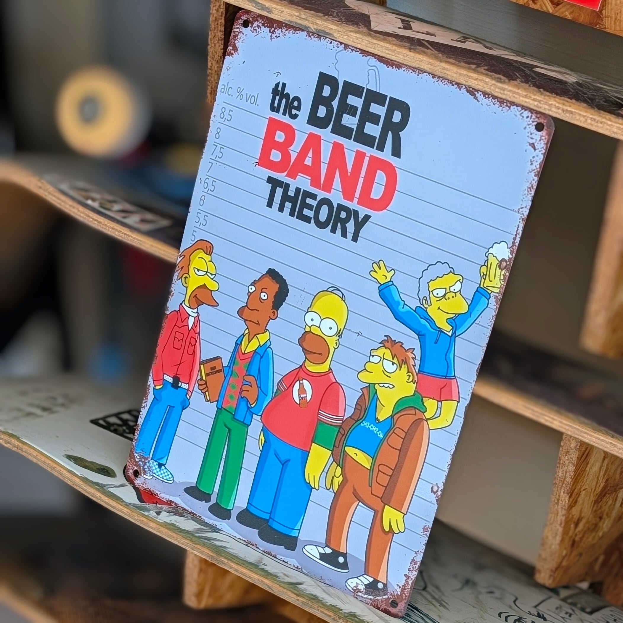 送料無料！ちょうどいいブリキ看板【 The Simpsons （ シンプソンズ ）】『 モーのバー常連客バンド(笑) 』 METAL SIGN / メタルサイン / ブリキ看板 / サインボード / ビンテージ加工 〚アメリカン雑貨 アメトイ〛