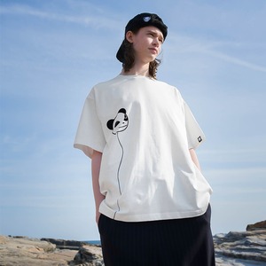 送料無料 【HIPANDA ハイパンダ】 男女兼用 フロッキー プリント Tシャツ UNISEX SHORT SLEEVED T-SHIRT / WHITE・ BLACK・GRAY