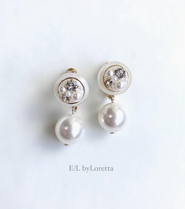 Mini circle bijou color pearl pierce/earring(White) [cc]