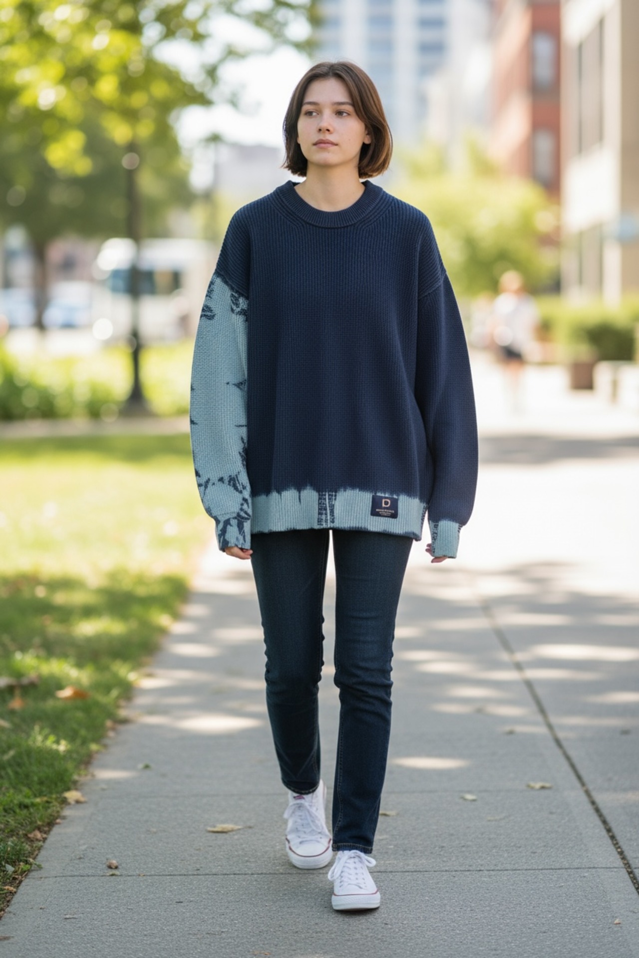 【数量限定販売 】藍染めタイダイコットンニット Early morning