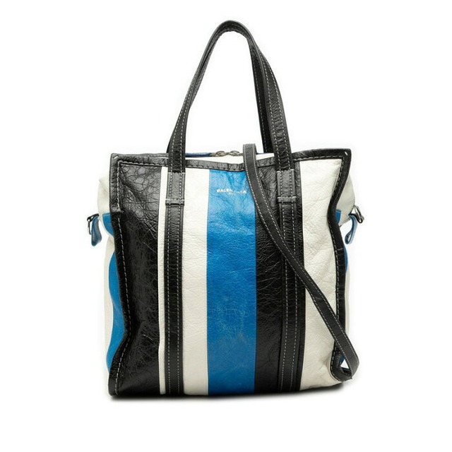 バレンシアガ ストライプ バザールショッパー S ハンドバッグ ショルダーバッグ 2WAY 443096 マルチカラー レザー レディース BALENCIAGA 【中古】