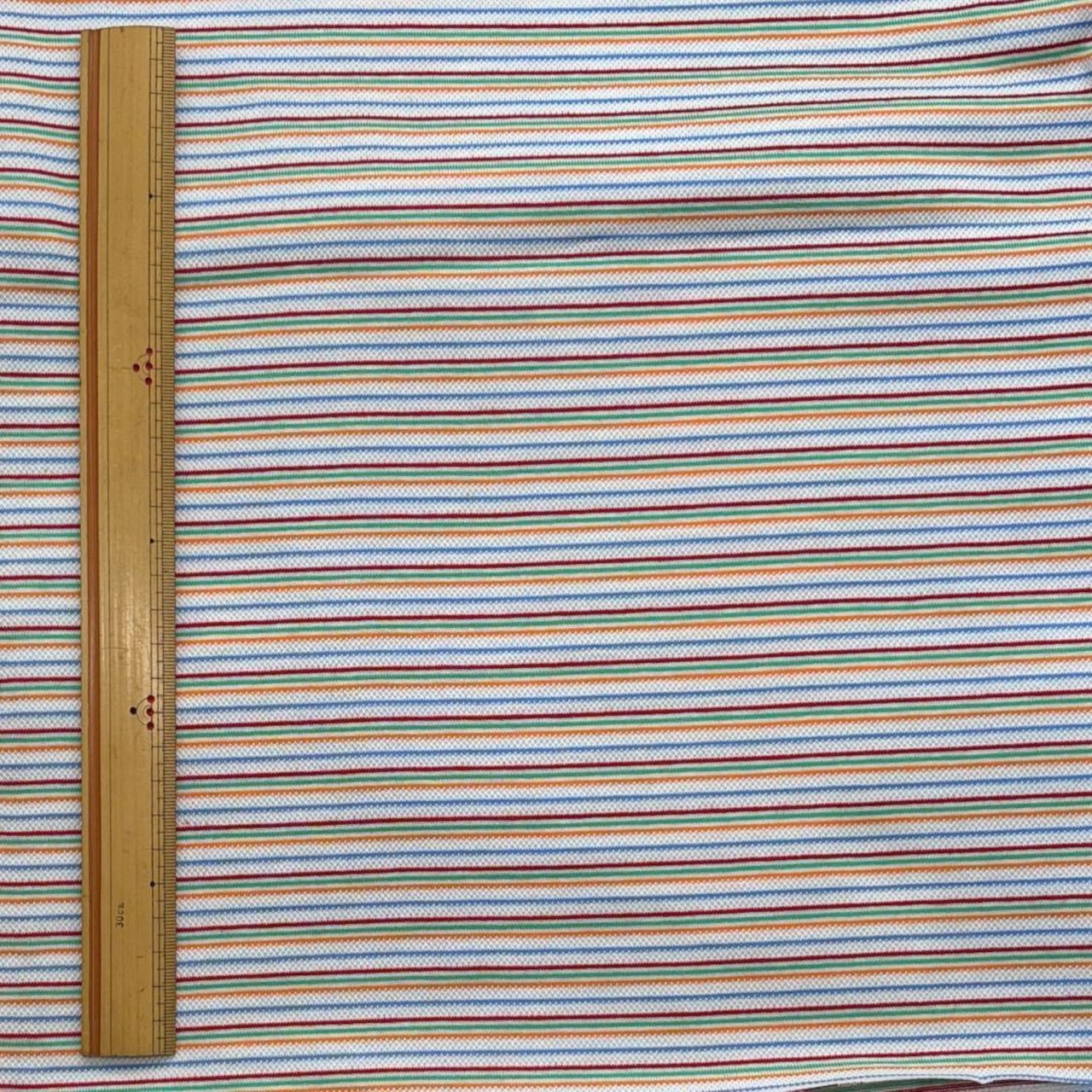 ★TB977◆2m◆訳あり★綿ポリエステル混鹿の子ニット生地◆ボーダー★カラフル