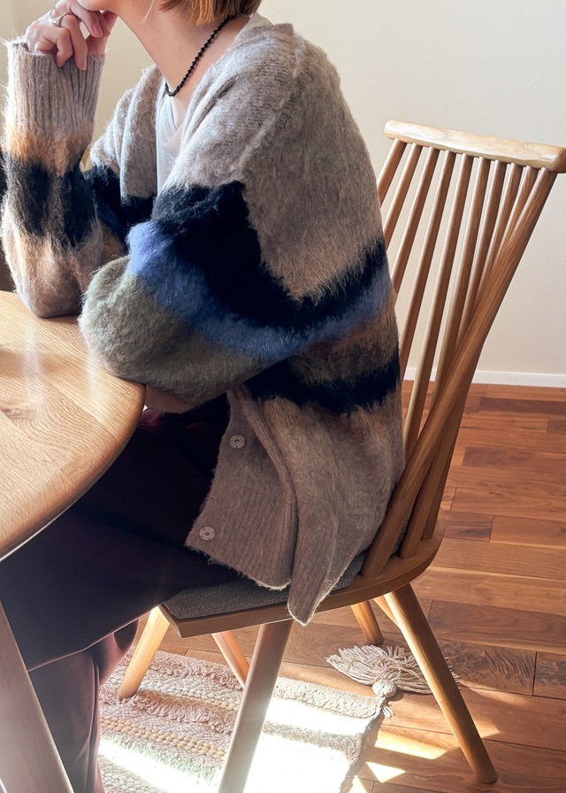 ボーダー　シャギーカーデ