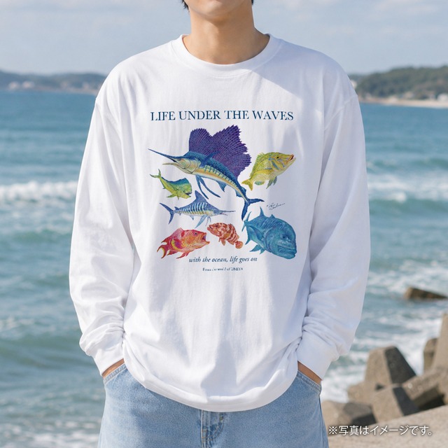 海の生きもの長袖Tシャツ（カジキ/GT/タマン）｜LIFE UNDER THE WAVES Model-10