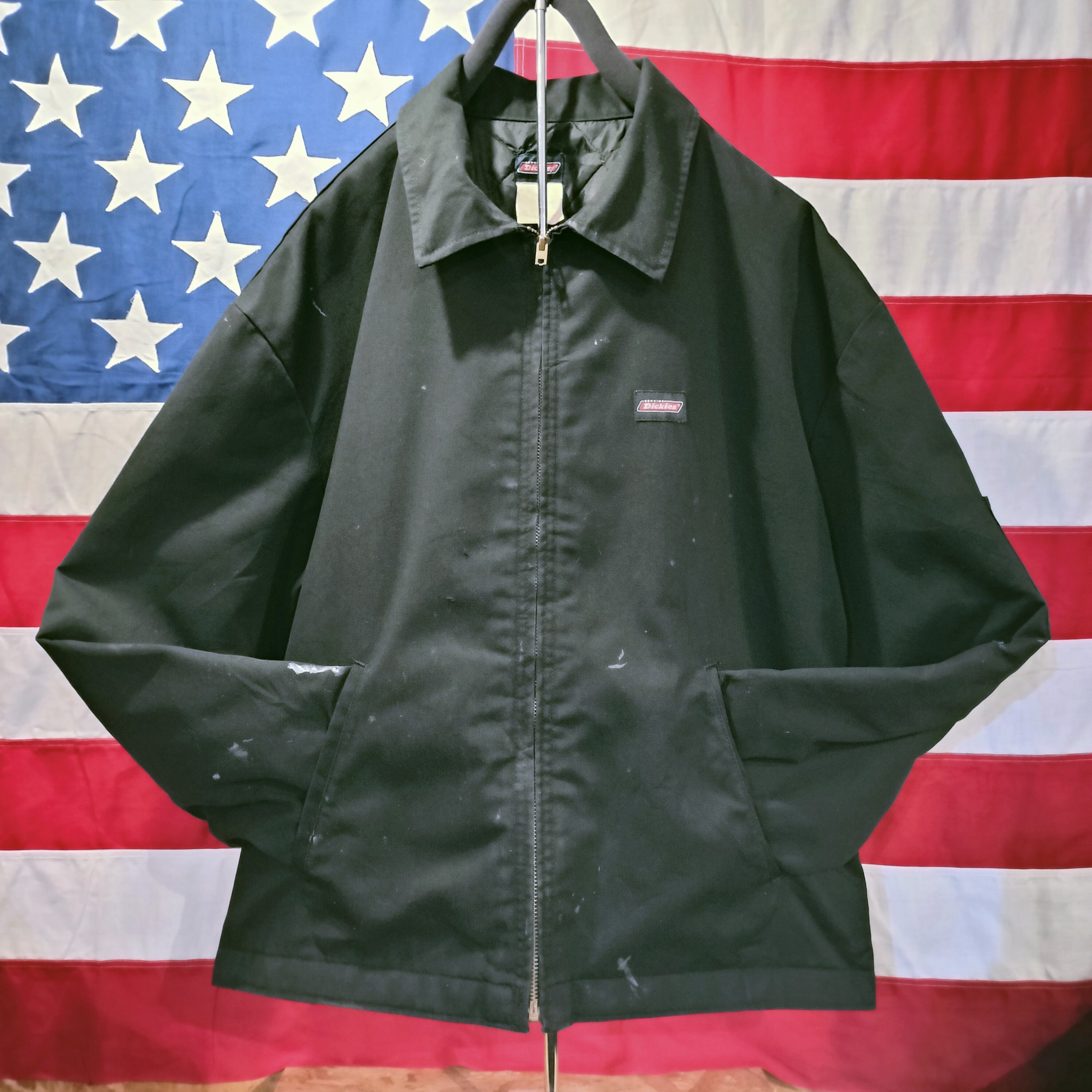 Used ジャケット◆XL Dickies ダメージ ワークジャケット 無地 ブラック◆ヴィンテージ USA古着