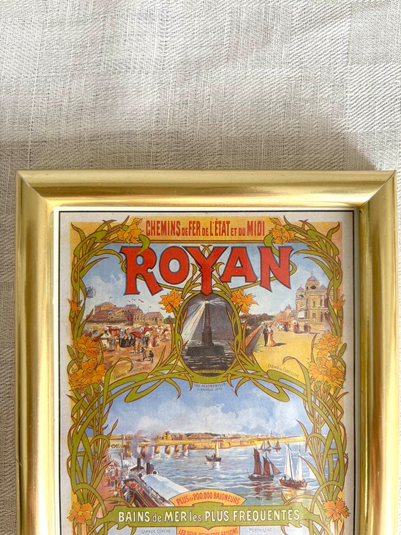 ポストカード　フレーム入り　旅行宣伝ポスター　南フランス　国鉄とロワイヤンの街　12otcp22-5