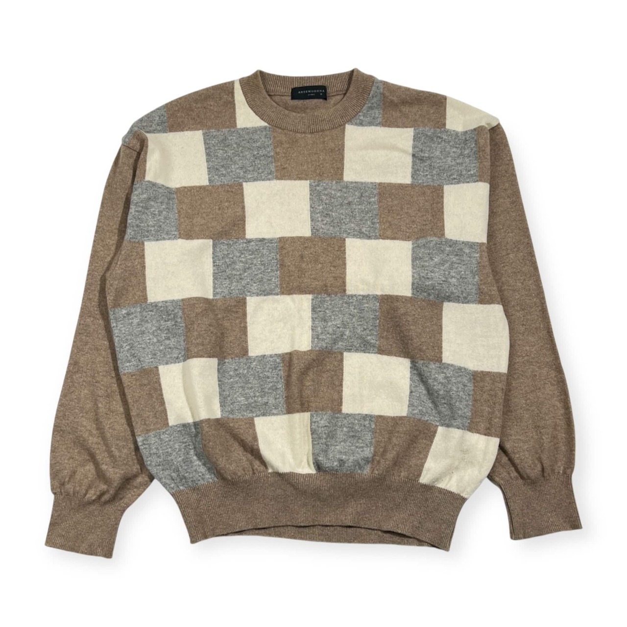 カシミヤ100% ARTEMODENA アートモディナー デザイン ニット セーター M/ベージュ系 メンズ