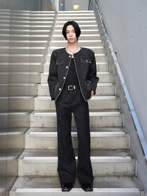 【ALUDE SELECT】edge line stone X lame jacket(2color)