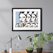 Iron Woman Audrey Ⅳ - blue｜進化する美と静寂の強さを描くモダンアート｜知的に輝くメタリックポスターA3ポスター