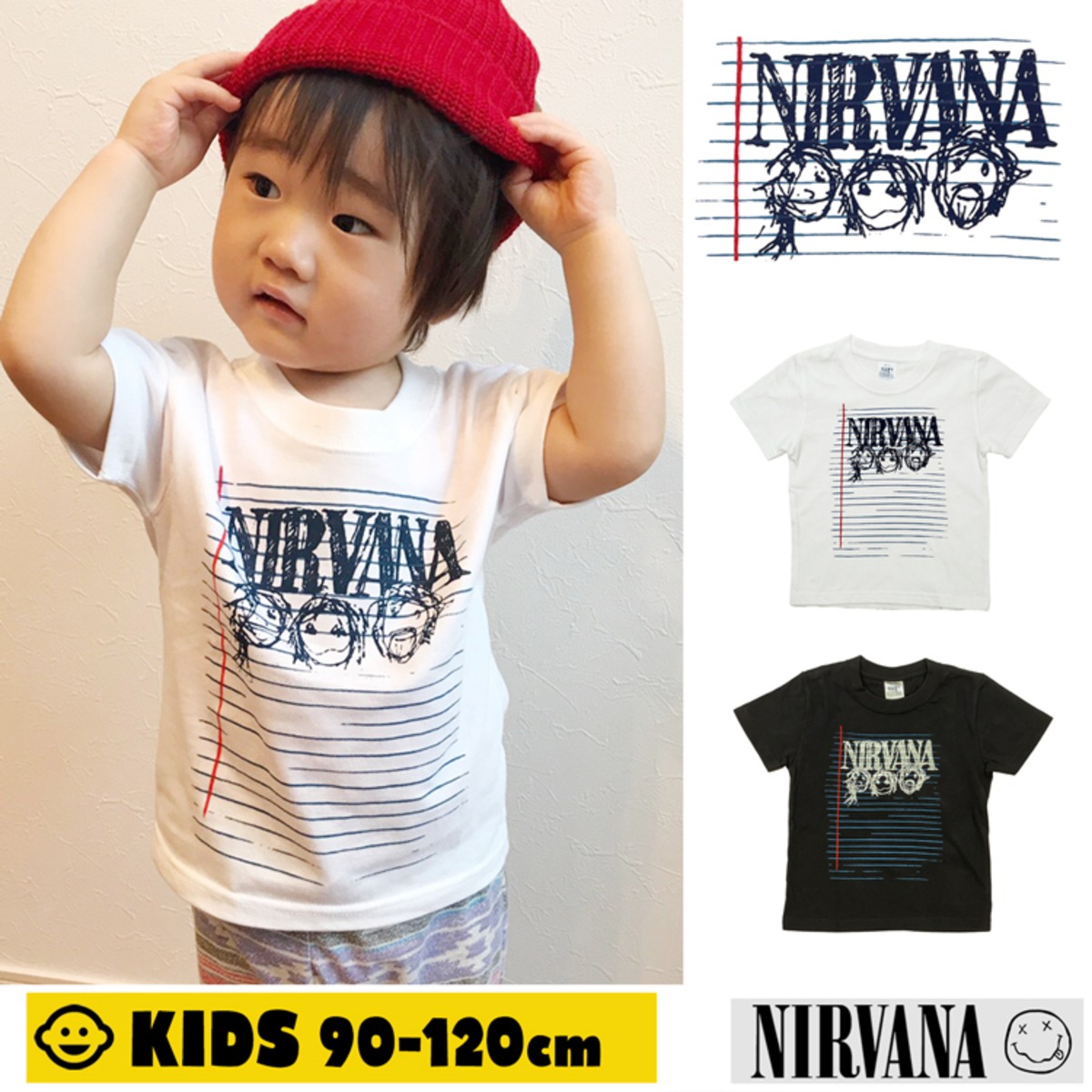 キッズ】NIRVANA 「ニルヴァーナ」「NOTE」 キッズ バンド Tシャツ 