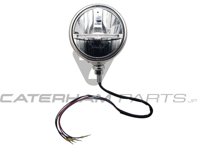 300L0005A ヘッドライト Assy、5.75インチ、LED、ステンレスシェル、ケーターハム ロゴ入りレンズ、2015年以降
