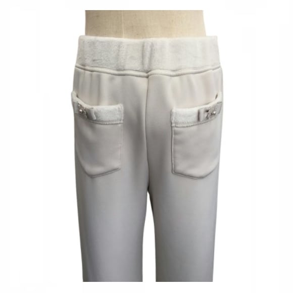 スーパービューティー パンツ リボン使い 裏起毛 ワイド 2524004