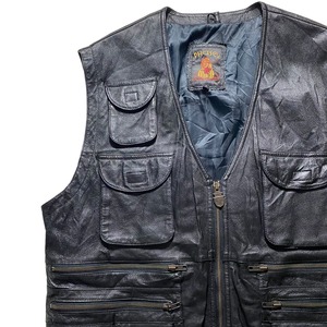 vintage 1990’s leather safari vest