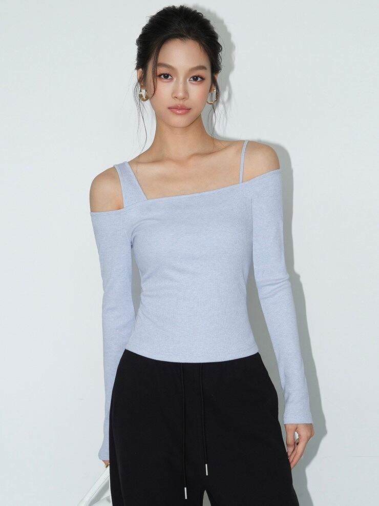 ダブルストラップ オフショルダーニット