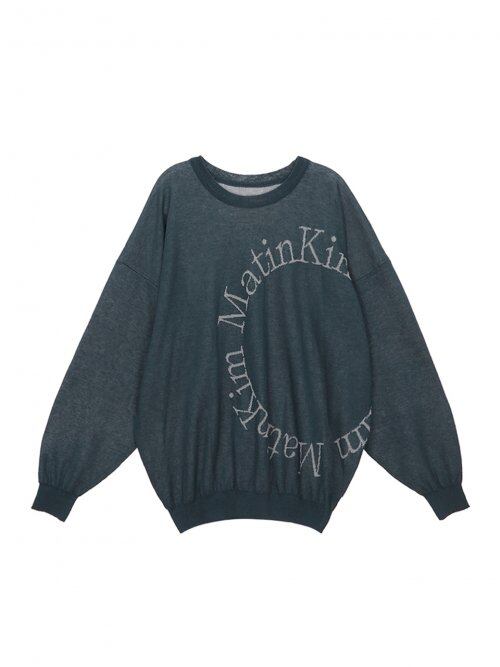 MATIN KIM BIG ROUND KNIT PULLOVER マテンキム MATIN KIM] MATIN BIG ROUND KNIT PULLOVER IN SMOKE BLUE | もごつ
