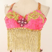 ベリーダンス 衣装 ツーピース 上下セット セットアップ オリエンタル ピンク系 ゴールド系 ラインストーン スパンコールラメ ビーズ ラメ 装飾 ベロア レース 練習 レッスン 舞台 発表会 イベント ダンス ステージ ダンス衣装 透け感 レース キラキラ 輝き 華やか かわいい