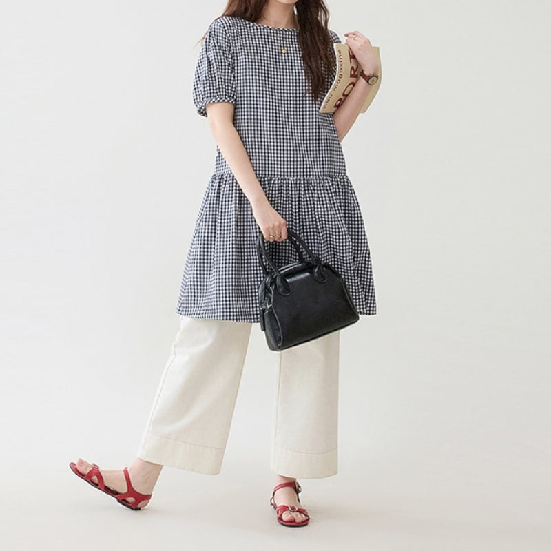 ギンガムチェック柄ティアードシャツ M2230