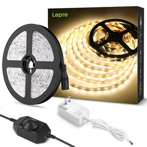 【努力特価】Lepro LEDテープライト 電球色 無段階調光 間接照明 5m 12v 高演色タイプ ストリップライト 切断可能 2835SMD 300LED高輝度 ストリングライト 寝室/お部屋/店舗/コレクション/看板照明