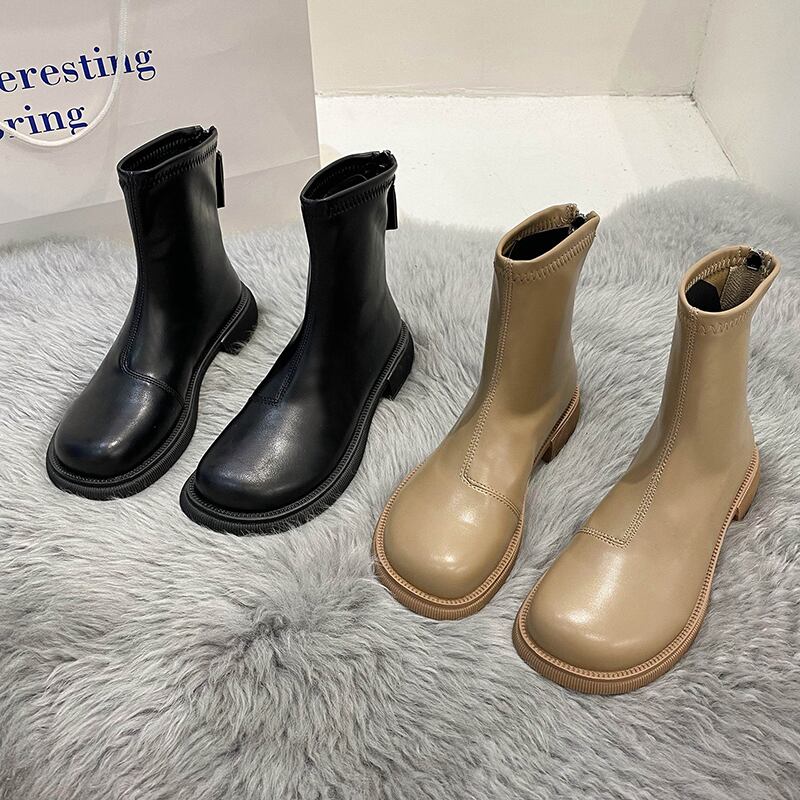 カーキショートブーツオータムレッド薄手スタイル 靴 シューズ 秋物 部族の婦人靴12018726114