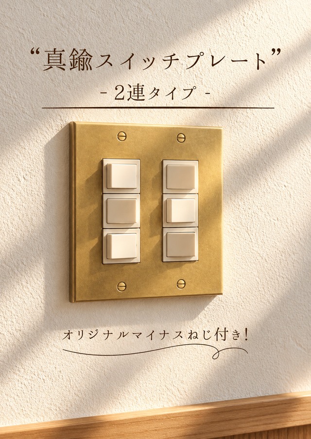 真鍮スイッチプレート2連タイプ