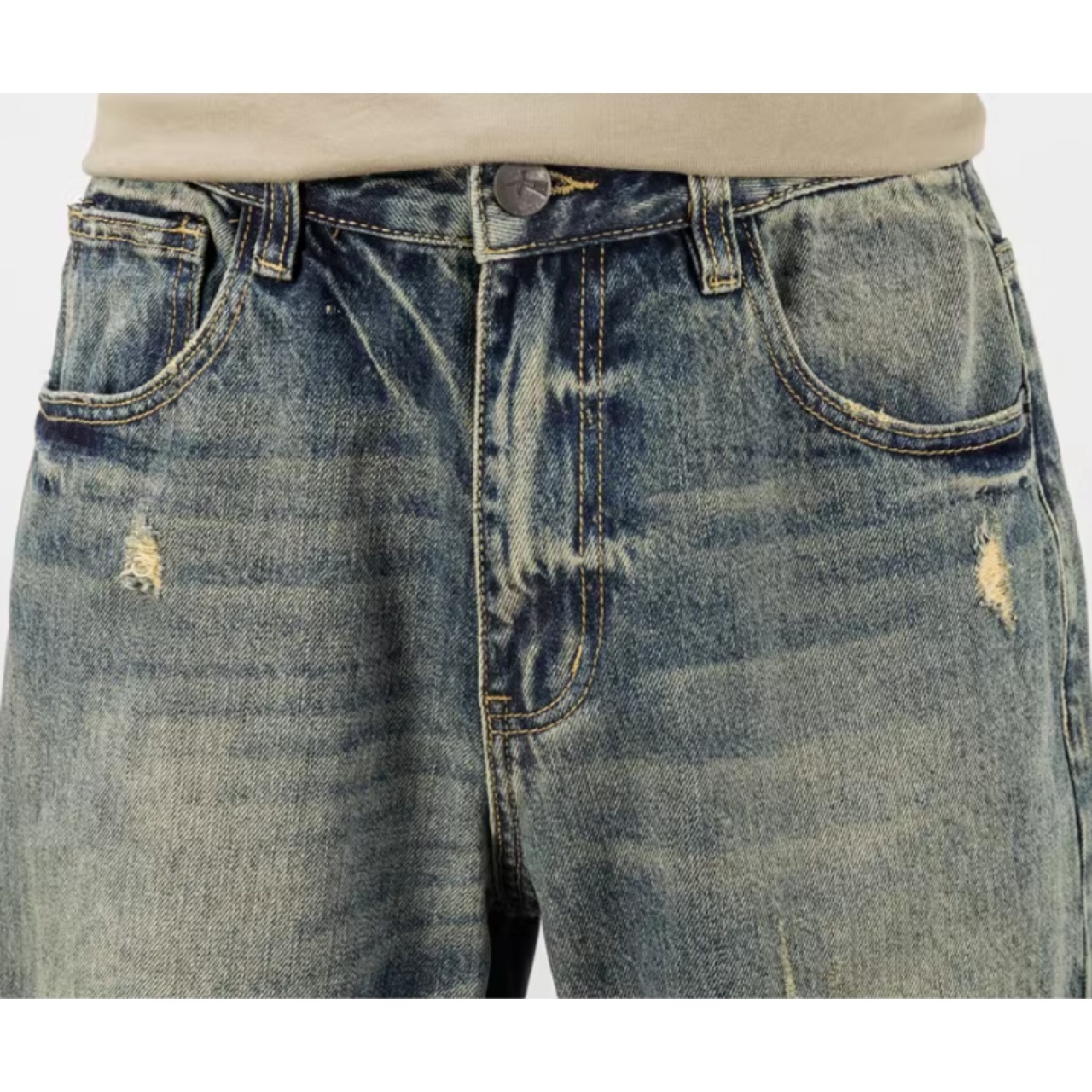 ワイドストレート フルレングス デニムパンツ af0442