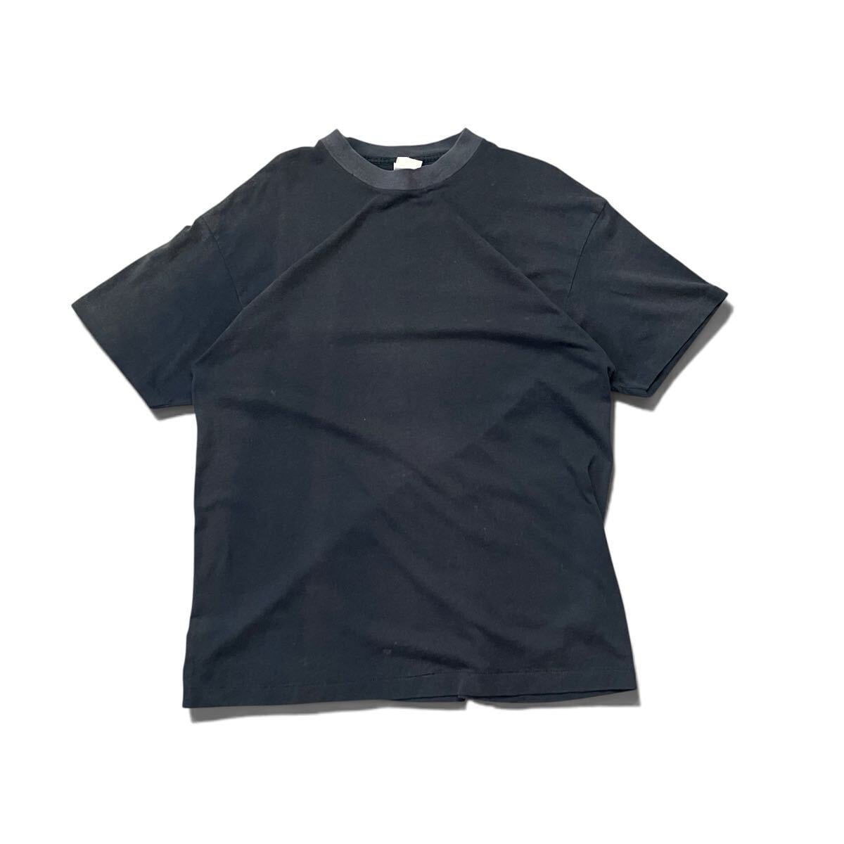 L】80s USA製 Hanes BEEFY-T 無地 ブラック Tシャツ シングルステッチ