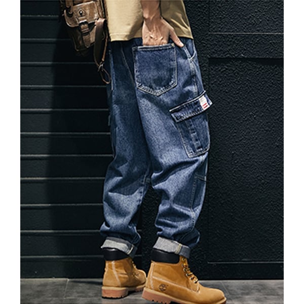 Side pocket design denim pants P172