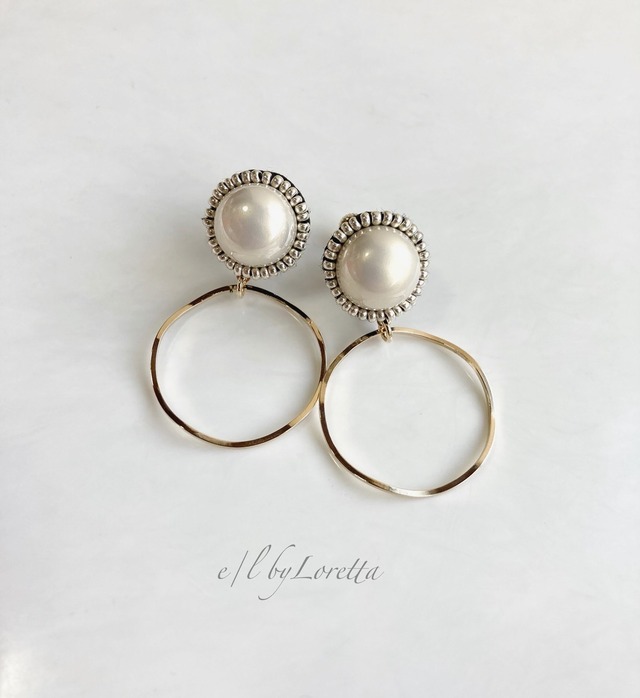 Pearl stitch hoop pierce/earring