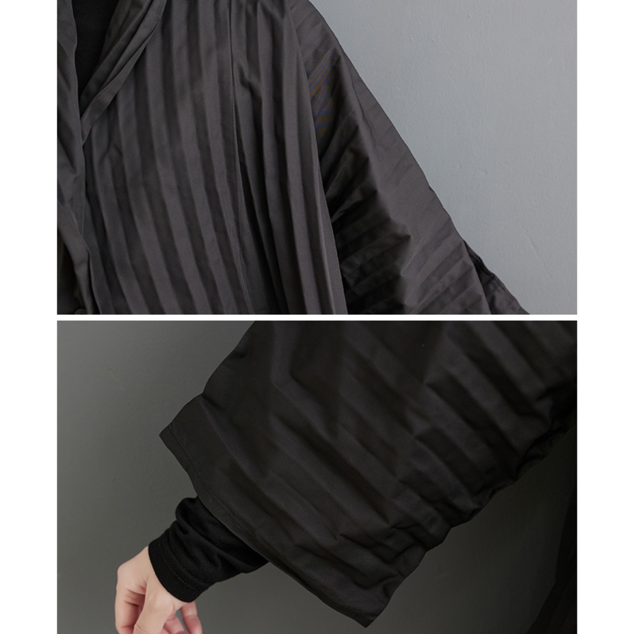 【Set-up】 Striped Pleated Tops & Wide Pants  / 〈セットアップ〉ストライプ プリーツ トップス & ワイド パンツ
