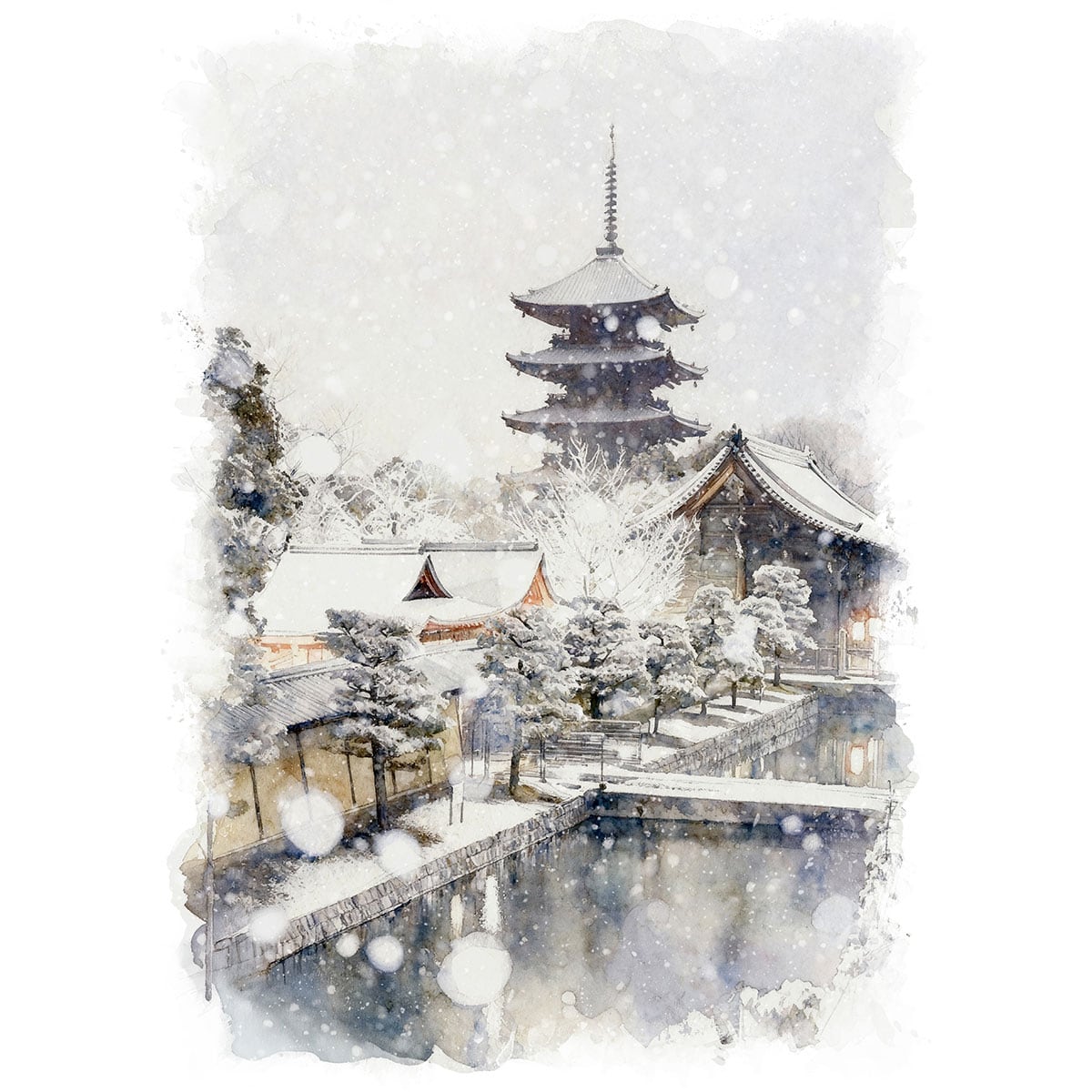 雪の中尊寺金色堂 油彩画・油絵 雪の中尊寺金色堂 油彩画・油絵 雪の中尊寺金色堂 油彩画・油絵 雪の