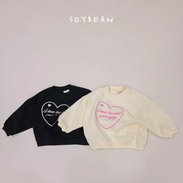 【取寄】soybean｜heart embroidery sweatshirt｜ハート刺繍スウェット｜XS-JM｜kids&jr｜26 spring