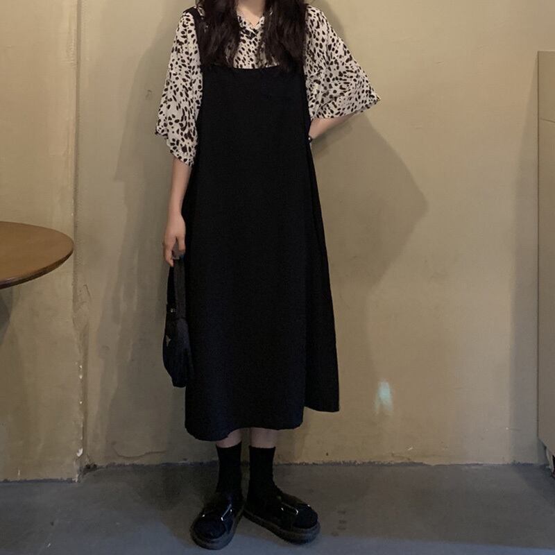 ブラックスカート スリムドレス スプリングルーズスタイル 春物 萌量不足4852985785