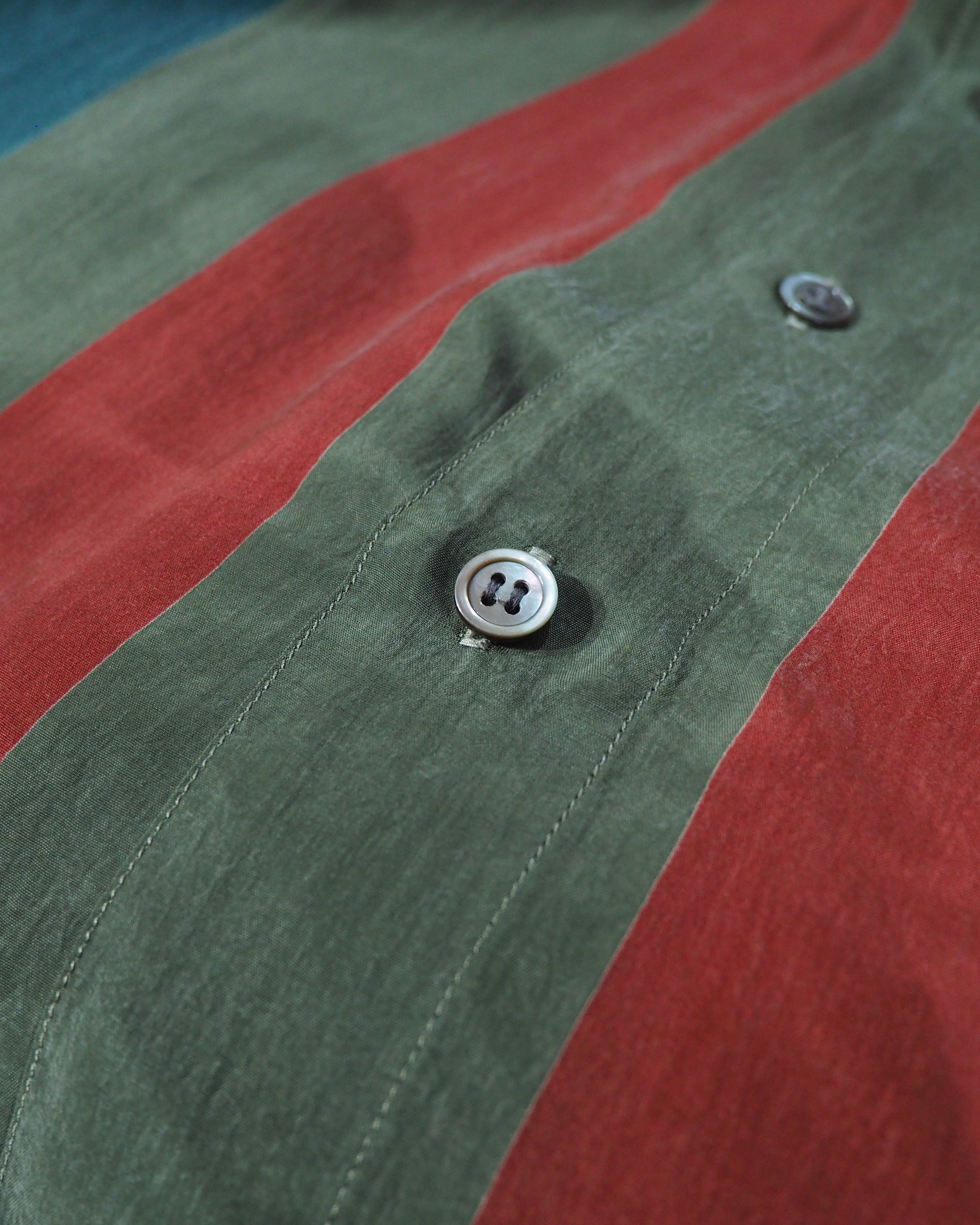 1980s ” BARBANO ” Tricolore stripe pattern vintage Drape loose Shirt