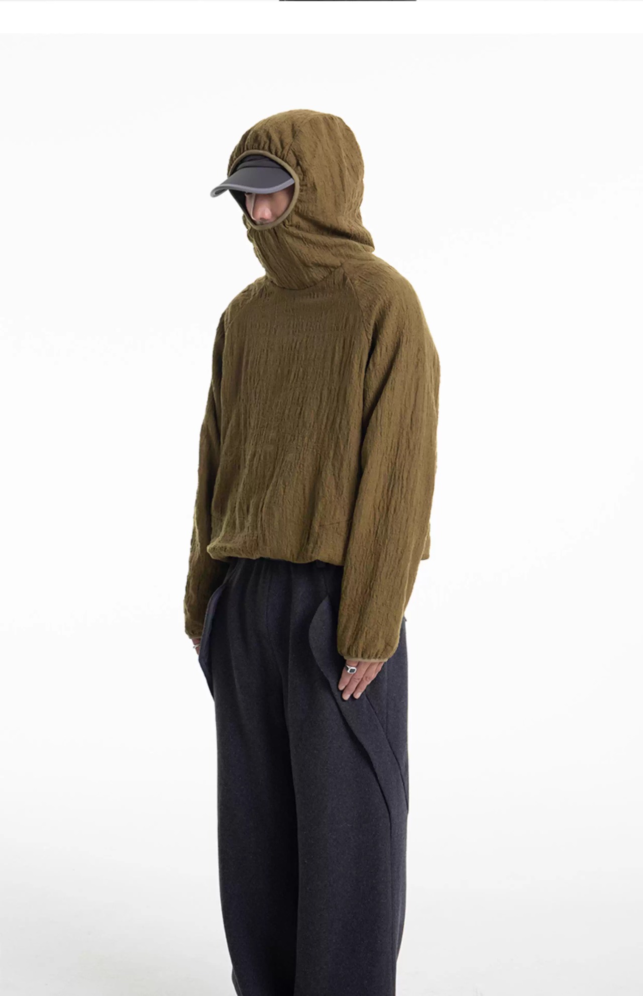 UNDERMINE Pleated Wool Blend Hoodie