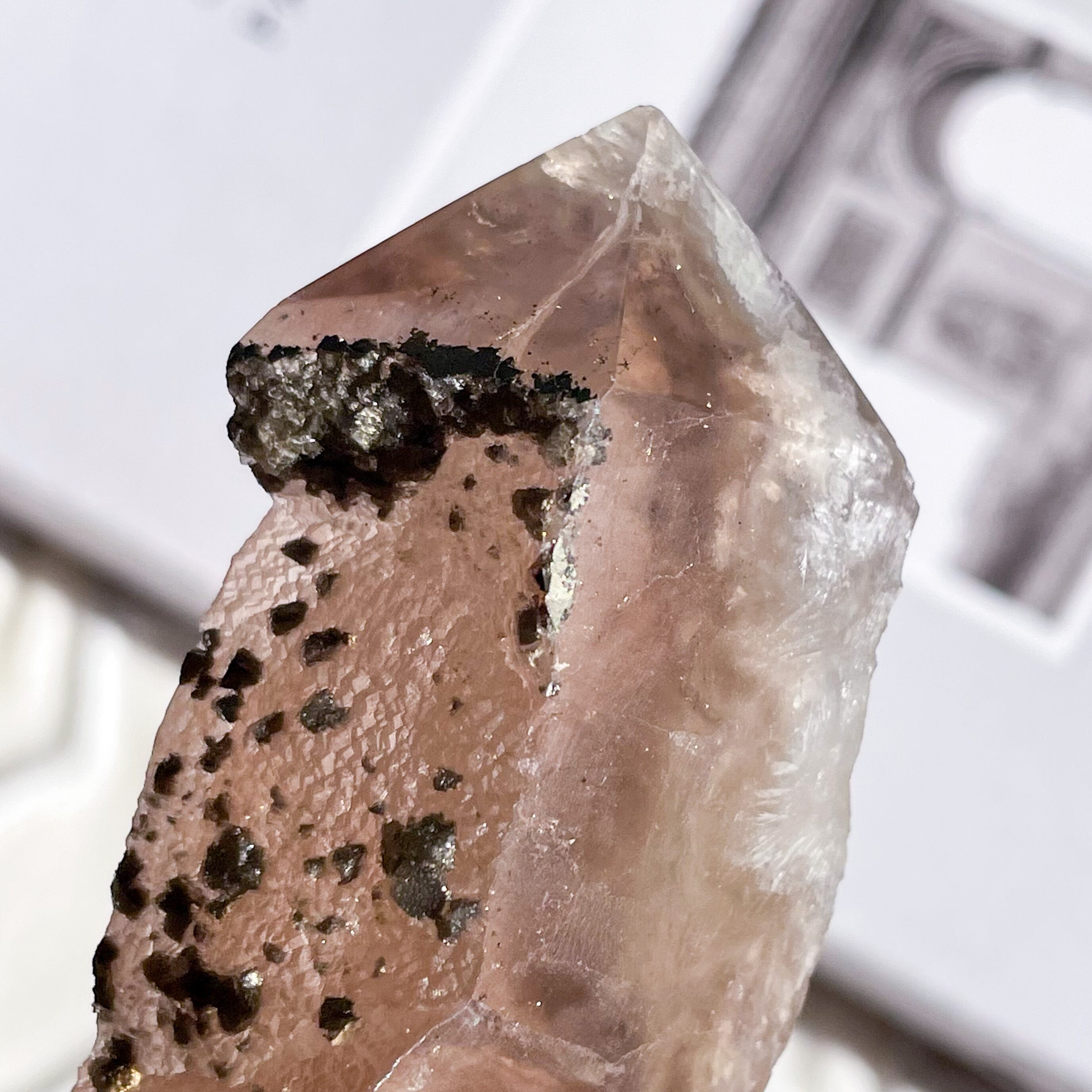 Pyrite on Fluorite Point 4 ✧ フローライト&パイライト ポイント