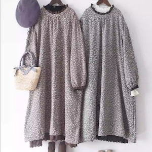 2色/縁レース小花柄ワンピース ・10017 2色/縁レース小花柄ワンピース ・10017