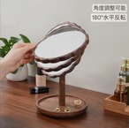 天然木 スクエア 卓上ミラー 角度調整 180度回転 化粧鏡 ジュエリートレー付き バニティミラー 四角 木製 ナチュラル インテリア