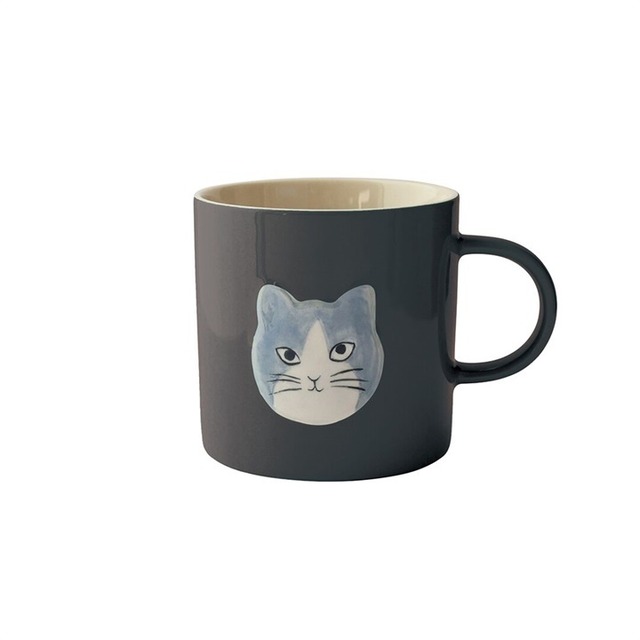 【松尾ミユキ】マグカップ エンボスキャットフェイス Embossed cat face mug