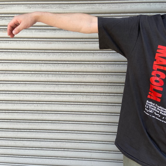 90s USA製 MALCOLM マルコムX プリントT 偉人T ブラック L