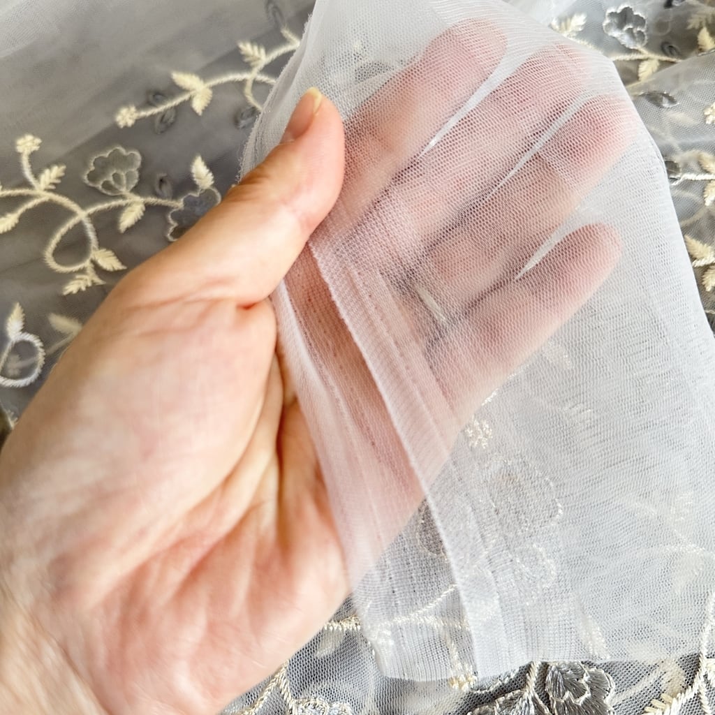 インド刺繍生地[チュール] フィールド ブルー 7141 | インド刺繍リボン